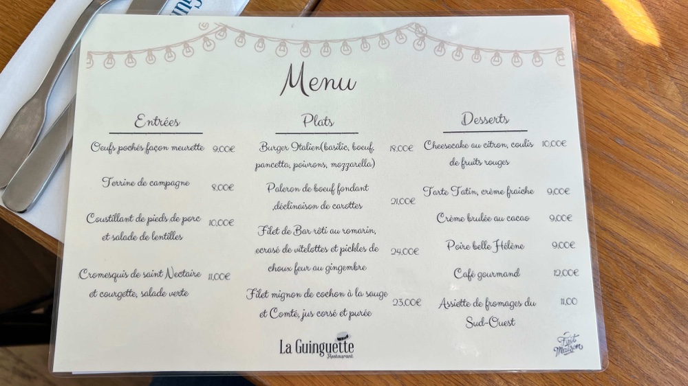 Menu février 2023